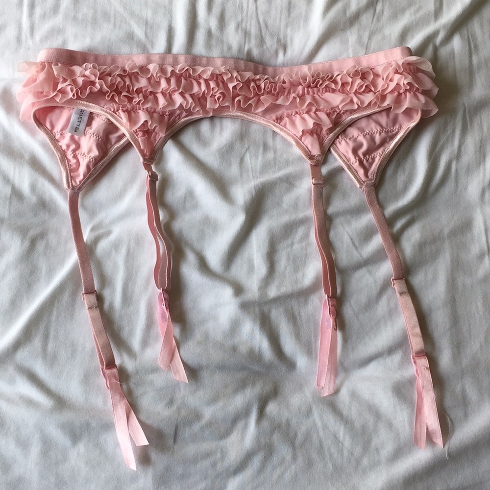 Pinky frilly garter belt